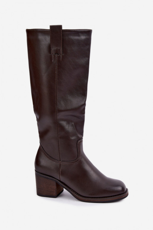 botas altas forradas con tacón en color marrón Perrisa