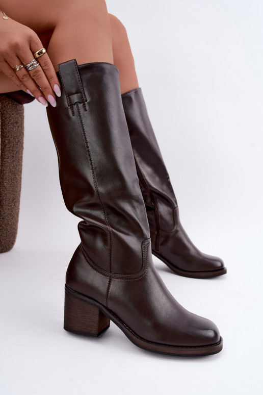 botas altas forradas con tacón en color marrón Perrisa