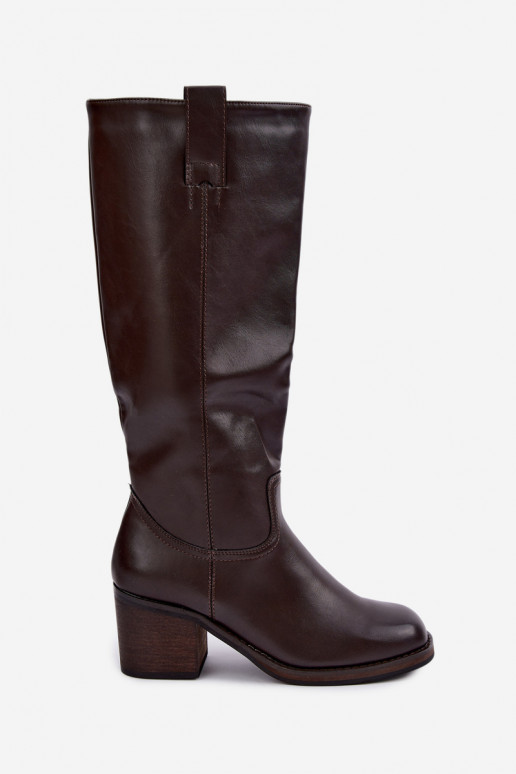 botas altas forradas con tacón en color marrón Perrisa