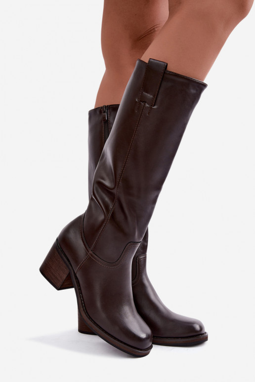 botas altas forradas con tacón en color marrón Perrisa