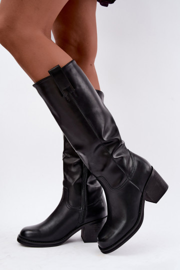 botas altas forradas con tacón en color negro Perrisa