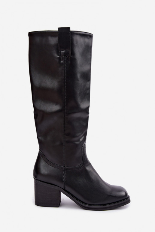 botas altas forradas con tacón en color negro Perrisa