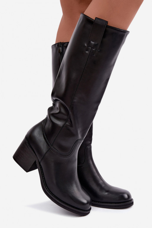 botas altas forradas con tacón en color negro Perrisa