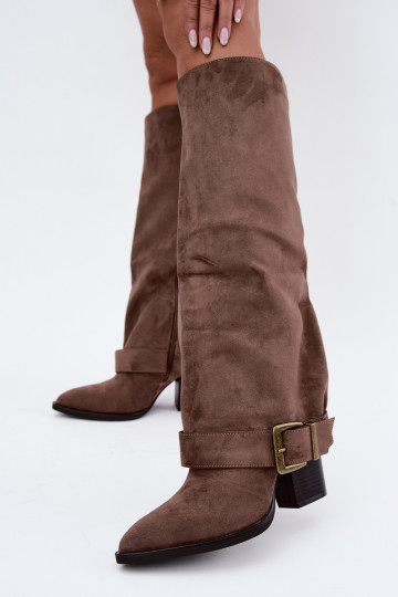 Botines chaki con tacones y hebillas Mirea