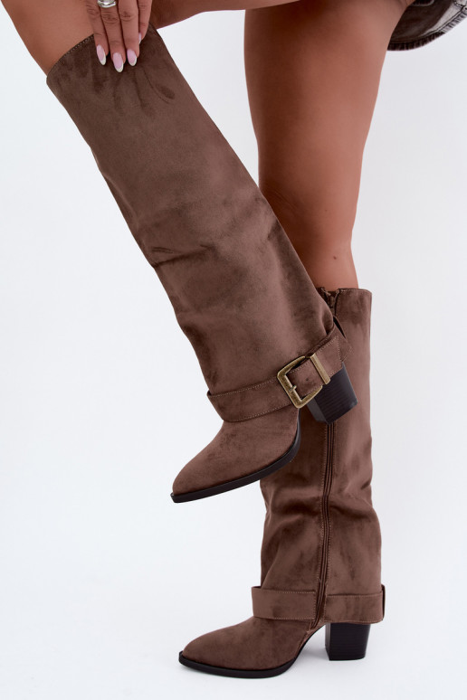 Botines chaki con tacones y hebillas Mirea