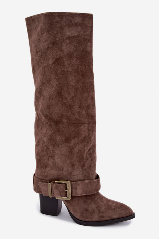 Botines chaki con tacones y hebillas Mirea