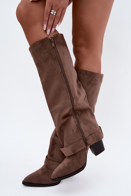 Botines chaki con tacones y hebillas Mirea