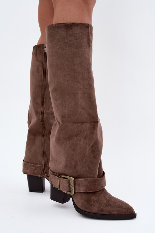 Botines chaki con tacones y hebillas Mirea
