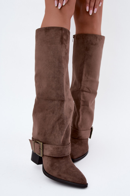 Botines chaki con tacones y hebillas Mirea