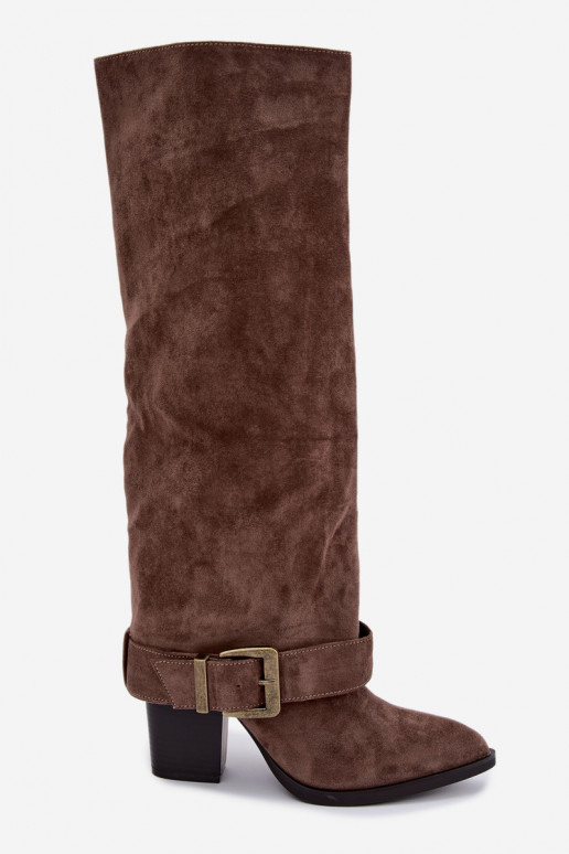 Botines chaki con tacones y hebillas Mirea