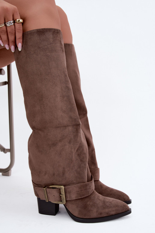 Botines chaki con tacones y hebillas Mirea