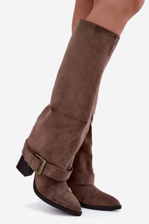 Botines chaki con tacones y hebillas Mirea