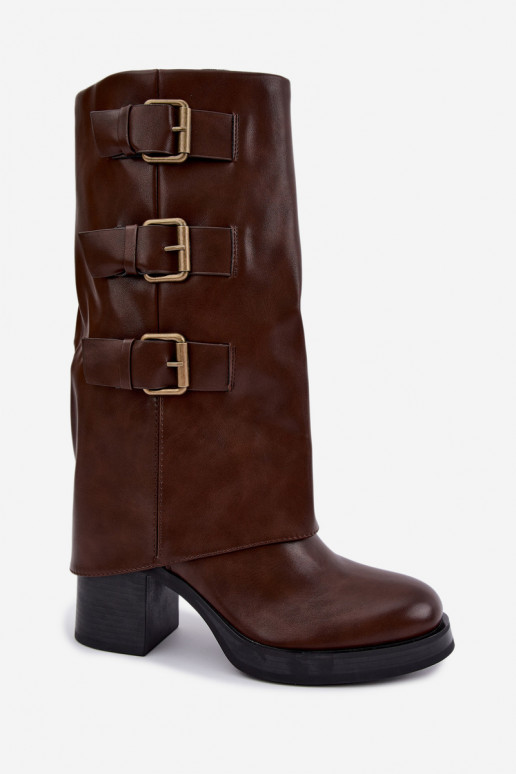 Botas largas marrones cálidas con hebillas Astrella