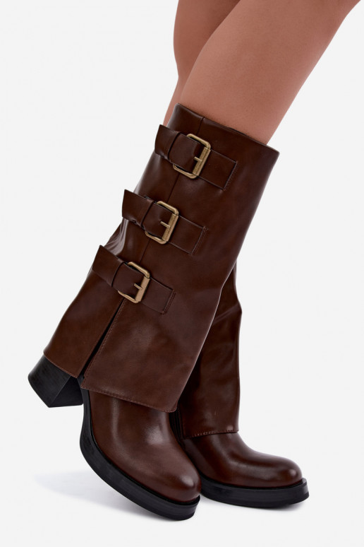 Botas largas marrones cálidas con hebillas Astrella