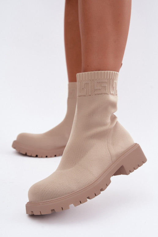 Botines de arena estilo calcetín con tacones anchos Isaline