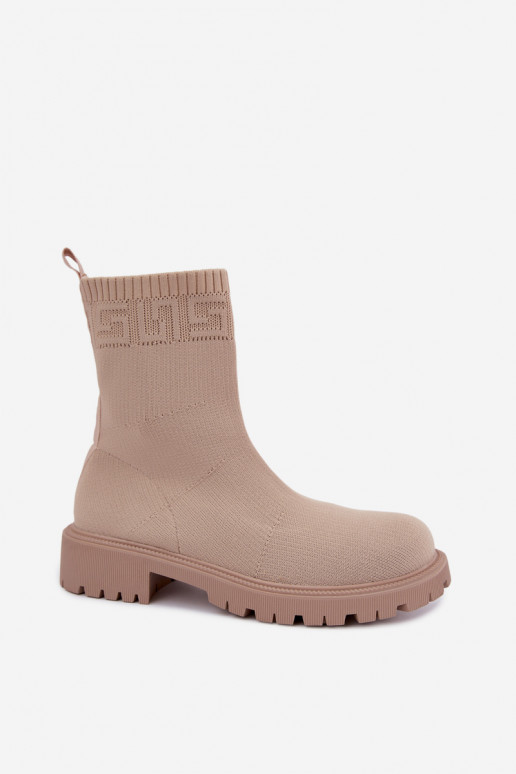 Botines de arena estilo calcetín con tacones anchos Isaline