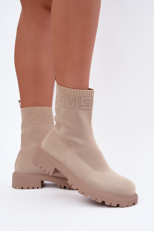 Botines de arena estilo calcetín con tacones anchos Isaline