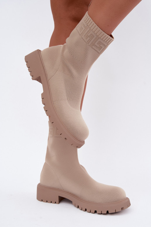 Botines de arena estilo calcetín con tacones anchos Isaline