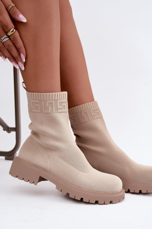 Botines de arena estilo calcetín con tacones anchos Isaline