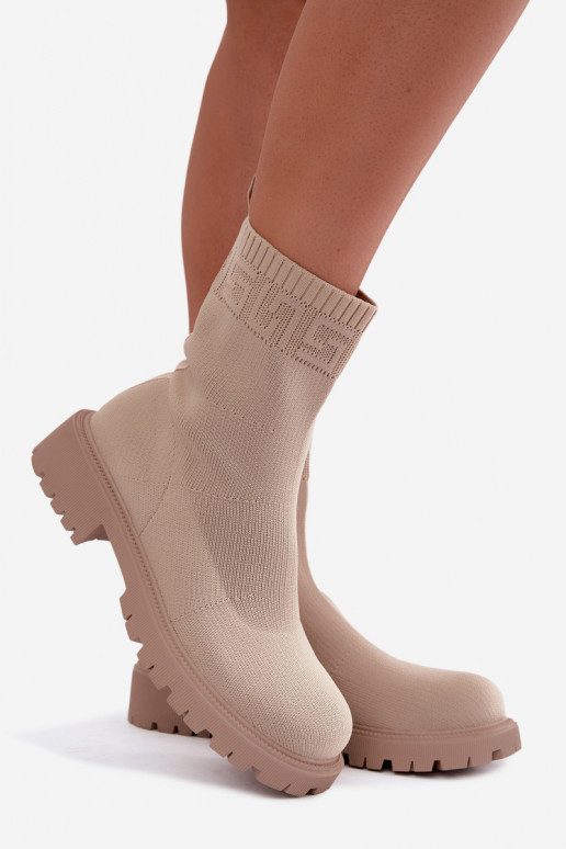 Botines de arena estilo calcetín con tacones anchos Isaline