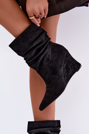 Botines negros arrugados con plataforma Thalene