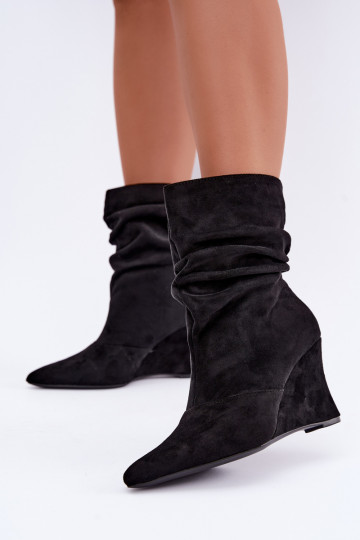 Botines negros arrugados con plataforma Thalene 2