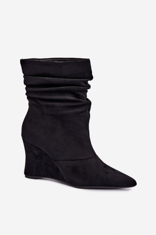 Botines negros arrugados con plataforma Thalene