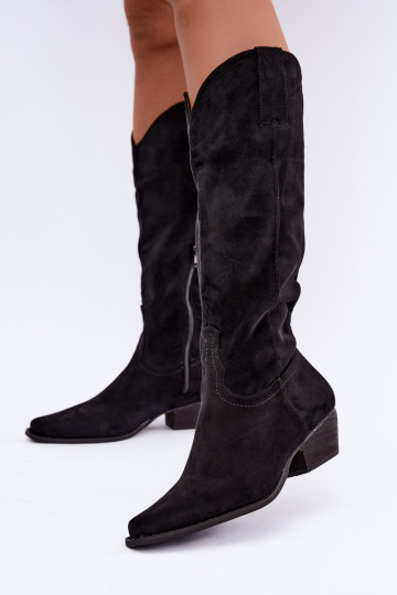 Botas de cowboy negras de caña alta con tacón bajo Grisel 2