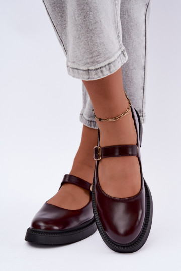 Zapatos burdeos con tacones anchos Lareine