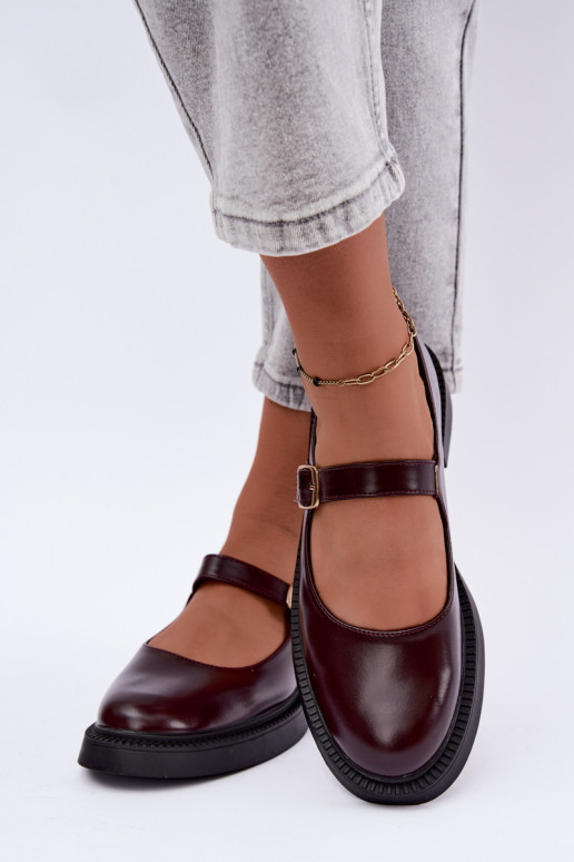 Zapatos burdeos con tacones anchos Lareine