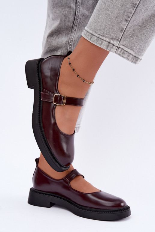 Zapatos burdeos con tacones anchos Lareine