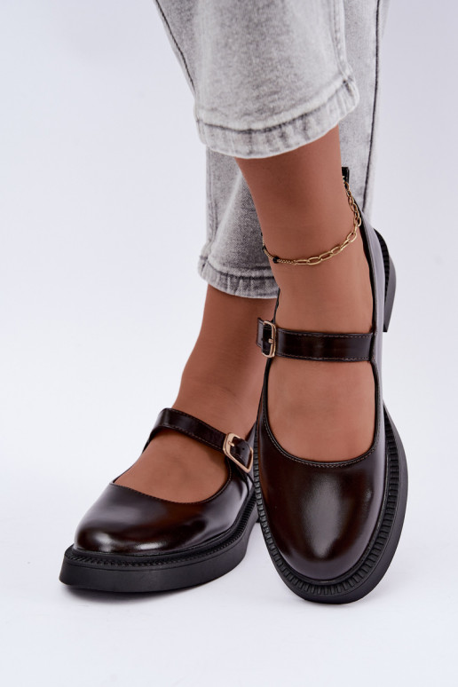 Zapatos de chocolate con tacones anchos Lareine