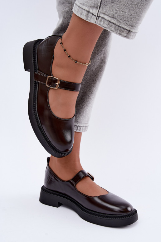 Zapatos de chocolate con tacones anchos Lareine