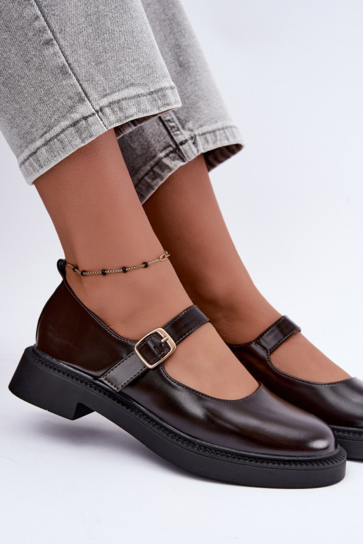 Zapatos de chocolate con tacones anchos Lareine