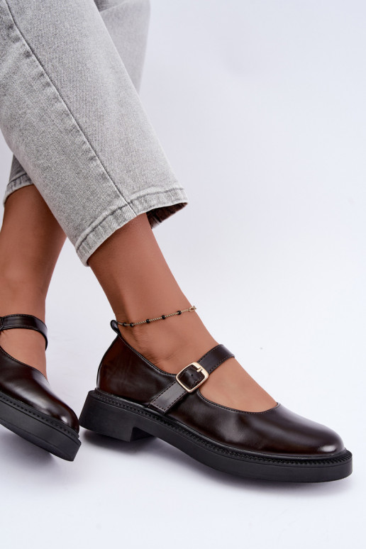 Zapatos de chocolate con tacones anchos Lareine