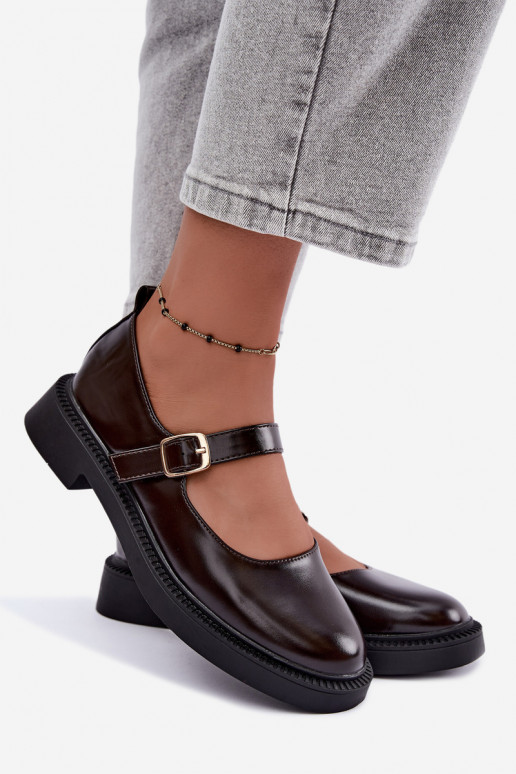 Zapatos de chocolate con tacones anchos Lareine