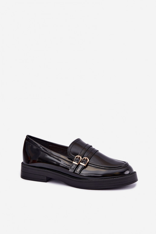 Mocasines negros para mujer con correas Perline