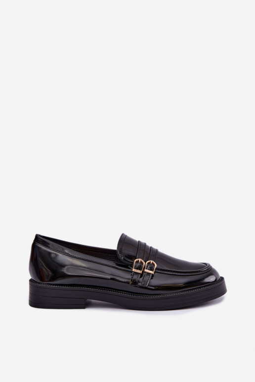 Mocasines negros para mujer con correas Perline