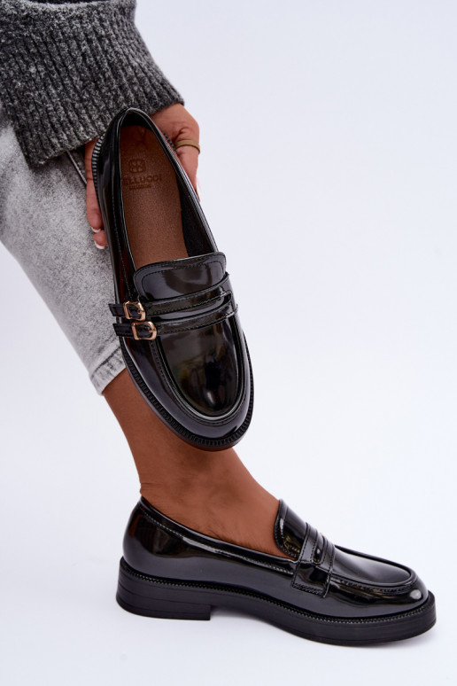 Mocasines negros para mujer con correas Perline