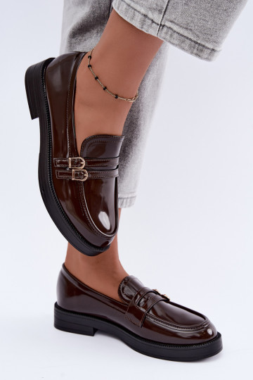 Mocasines de chocolate para mujer con correas Perline