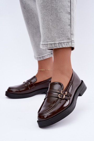Mocasines de chocolate para mujer con correas Perline 2