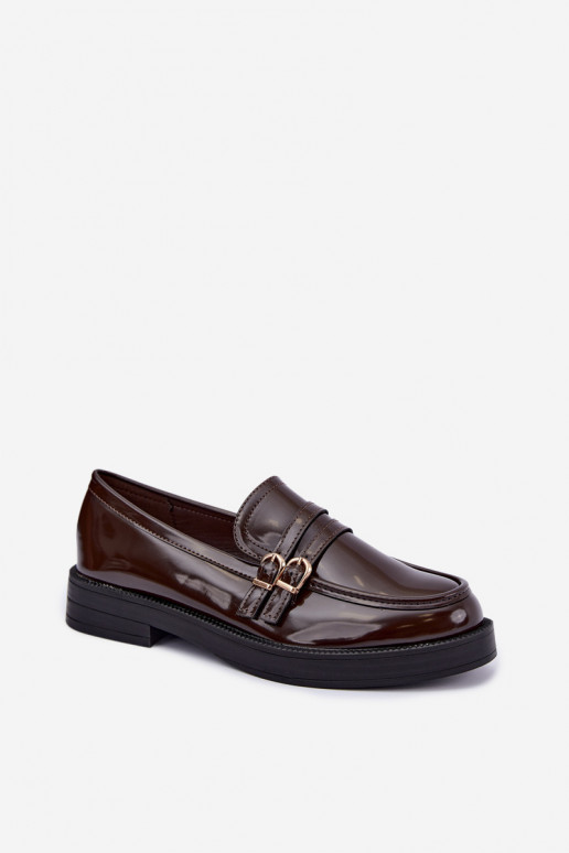 Mocasines de chocolate para mujer con correas Perline