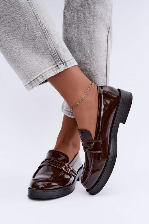 Mocasines de chocolate para mujer con correas Perline