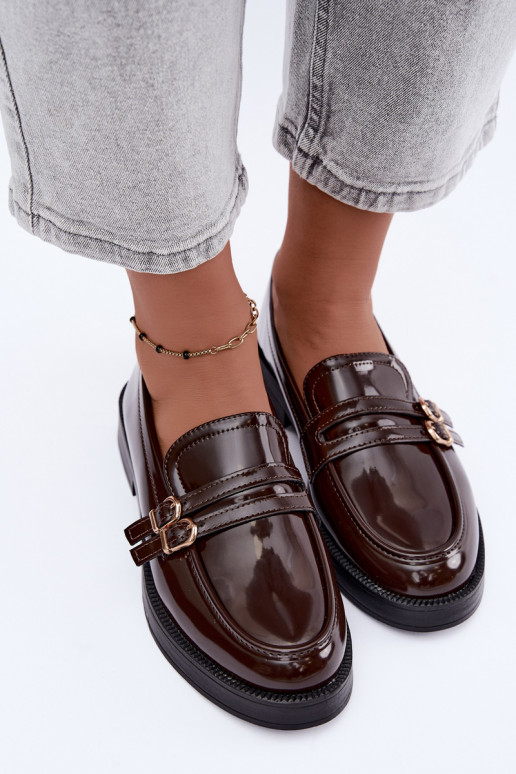 Mocasines de chocolate para mujer con correas Perline