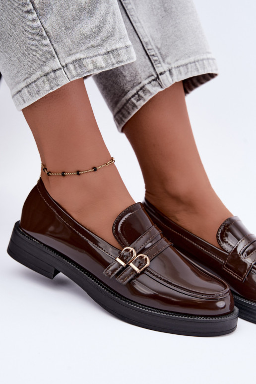 Mocasines de chocolate para mujer con correas Perline