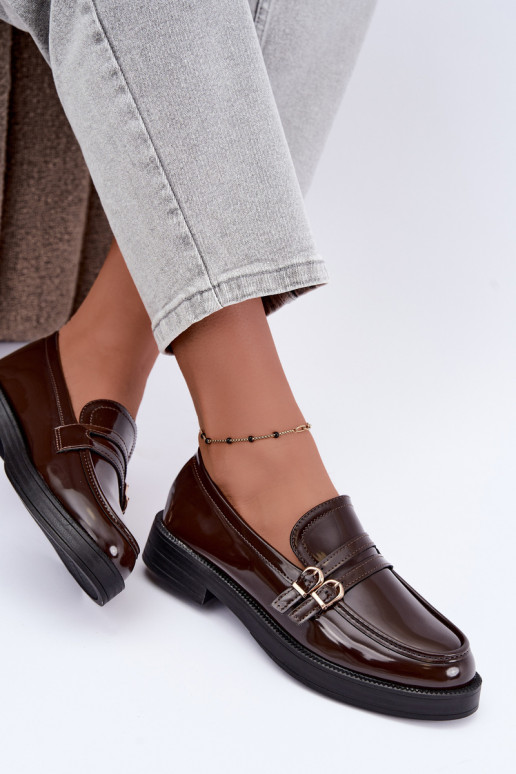 Mocasines de chocolate para mujer con correas Perline