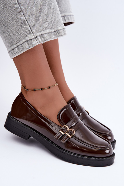 Mocasines de chocolate para mujer con correas Perline