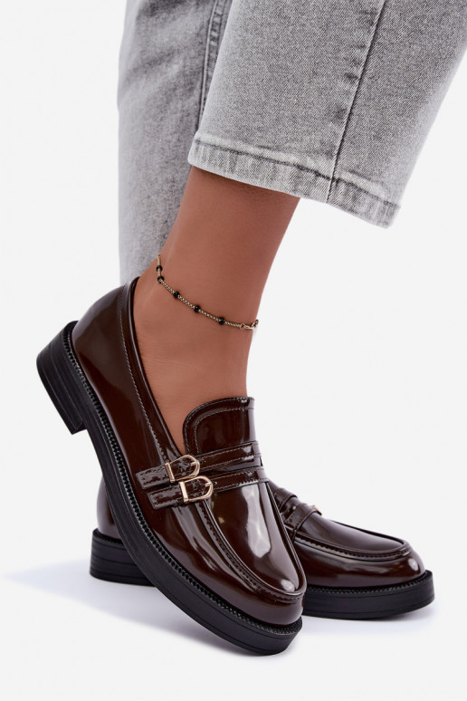 Mocasines de chocolate para mujer con correas Perline