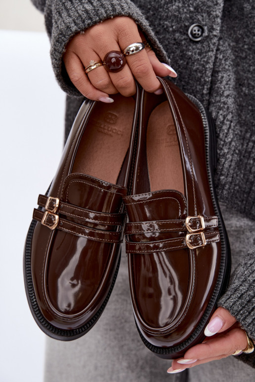 Mocasines de chocolate para mujer con correas Perline
