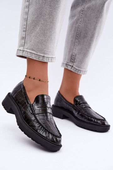 Mocasines negros con relieve Rhosyn